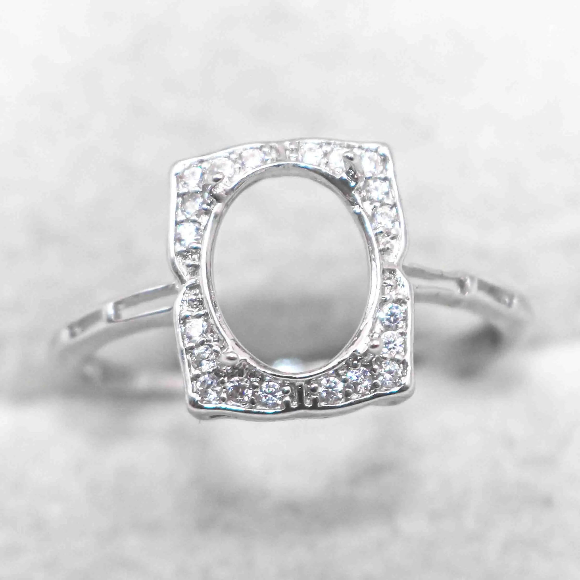 Sterling Silver 7*9/8*10mm Semi Mount Ring Empty Frame Blank Support Claws Setting S925 Base Without Center Stone DIY for Inlay