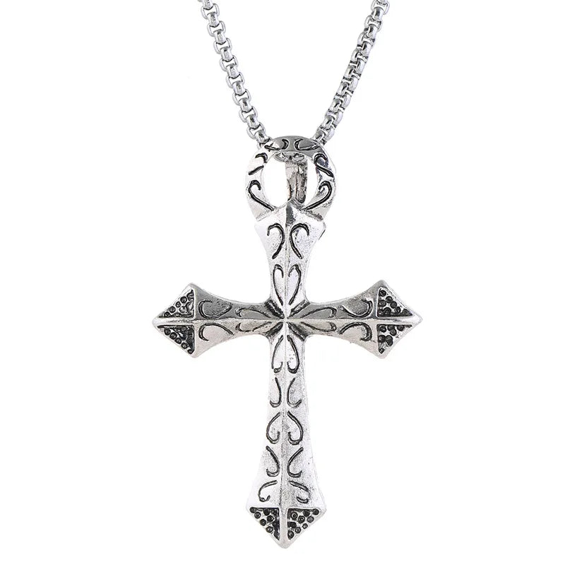 Wholesale Men's Trendy Stainless Steel Chain Necklaces Hip-hop Rock Gothic Cross Pendant Star Shape Pattern for Weddings Parties