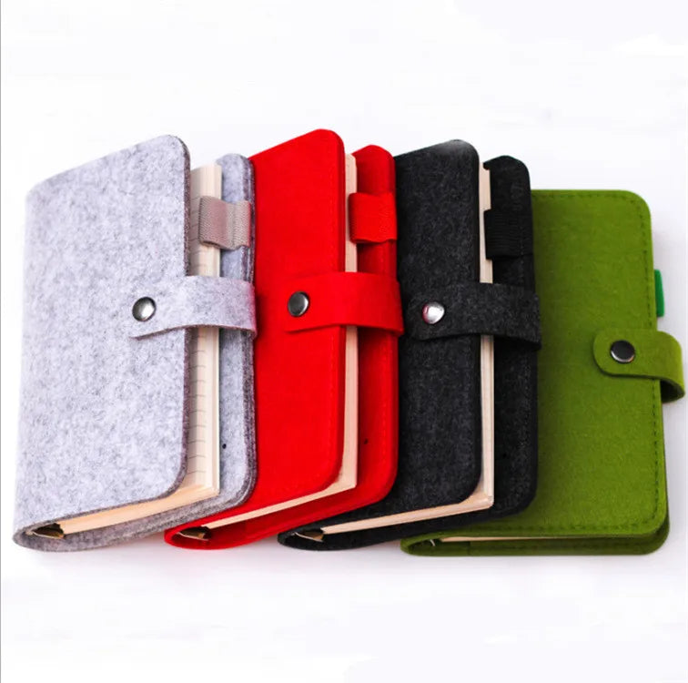 Eco Friendly Custom Felt Cover Business 6 Rings Loose-leaf Promotional Journal Customizable Diary Paper Notebook for Students