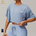 Comfortable Sports Crop Top Short-Sleeved Fitness Oversized T Shirt Short Sleeve Basic Running Yoga T-Shirt