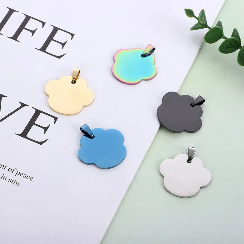 Stainless Steel Gold PVD Plated Pet Jewelry Findings Engravable Logo Hollow Cat Dog Paw Blank Pendant Fashion Pendants Charms