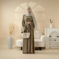 Women's Muslim 2 Pieces Set Long Sleeve Abaya Casual Dress Dubai Outfits Essential Premium Versatile Pockets Loose Closed Abaya MegaBDM