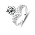 Gorgeous S925 Sterling Silver 2-Carat Moissanite Hollow Out Cross Wedding & Engagement Ring for Women