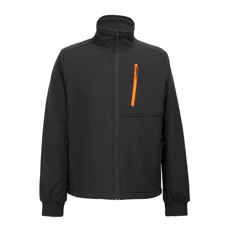 Custom Men's Bonded Thin Softshell Jacket Outdoor Fleece Lined Waterproof & Windproof Breathable with Stand Collar Front Pocket
