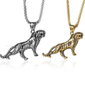 Cool Hip Pop Animal Men's Fashion Stainless Steel Necklace Tiger 18K Gold Plated Jewelry Amulet Pendant Necklace