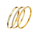 Wholesale High Quality Fine Fashion Jewelry 18K Gold Plated Stainless Steel Inlay Drill Zircon Cuff Bracelet Bangles for Women