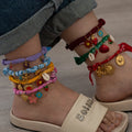 2025 Fashion Handmade Colorful Silk Scarf Waterproof Anklet with Stainless Steel Fruit Charms Jewelry for Women Girls