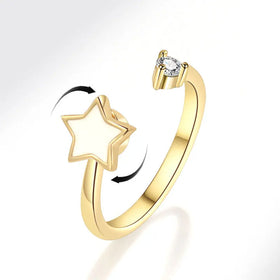 Anillo De Ansiedad Rotatable Star Charm Fidget Anxiety Ring for Women Girls Anti Stress Jewelry Rotating Enamel Opening Ring