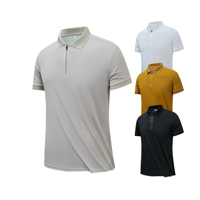 Quickly Dry Sports Polo Shirt With Logo Custom Logo Printed Zip Fly Short Sleeve Lapel Collar T-shirts