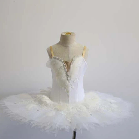 100% Handmade White Floral Swan Lake Children Puffy Fluffy Adult Girls Professional Dance Costumes Ballet Tutu for Girls