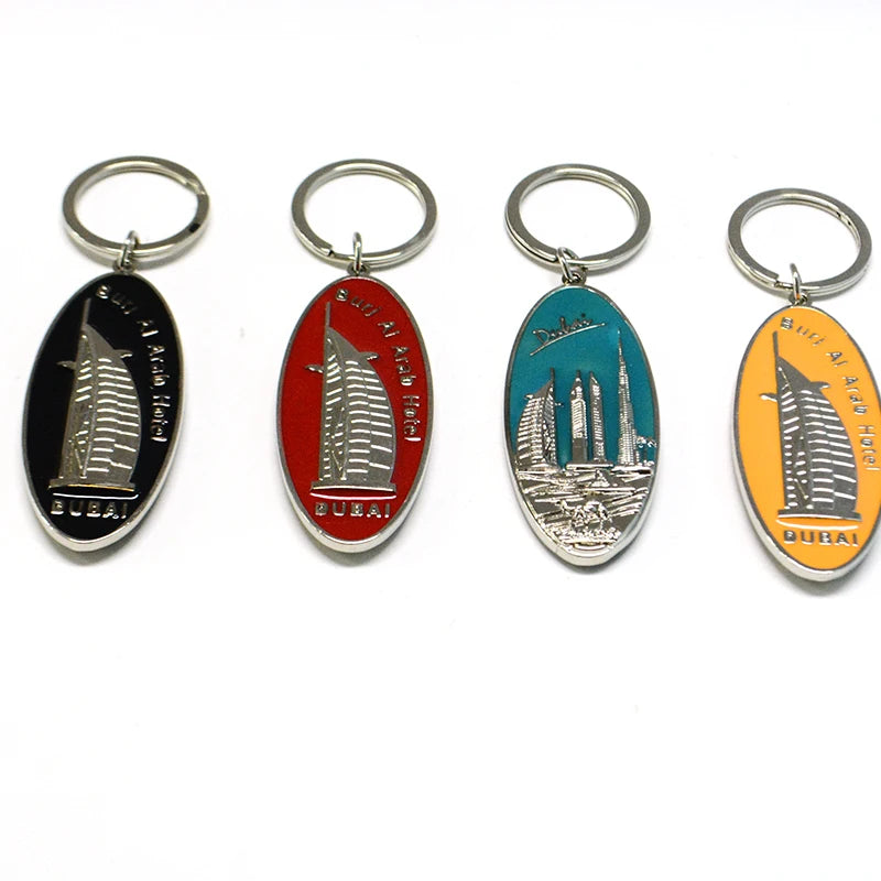 Promotional Factory OEM Dubai Famous Landmarks Tourist Souvenir Surfboard Metal Keychain