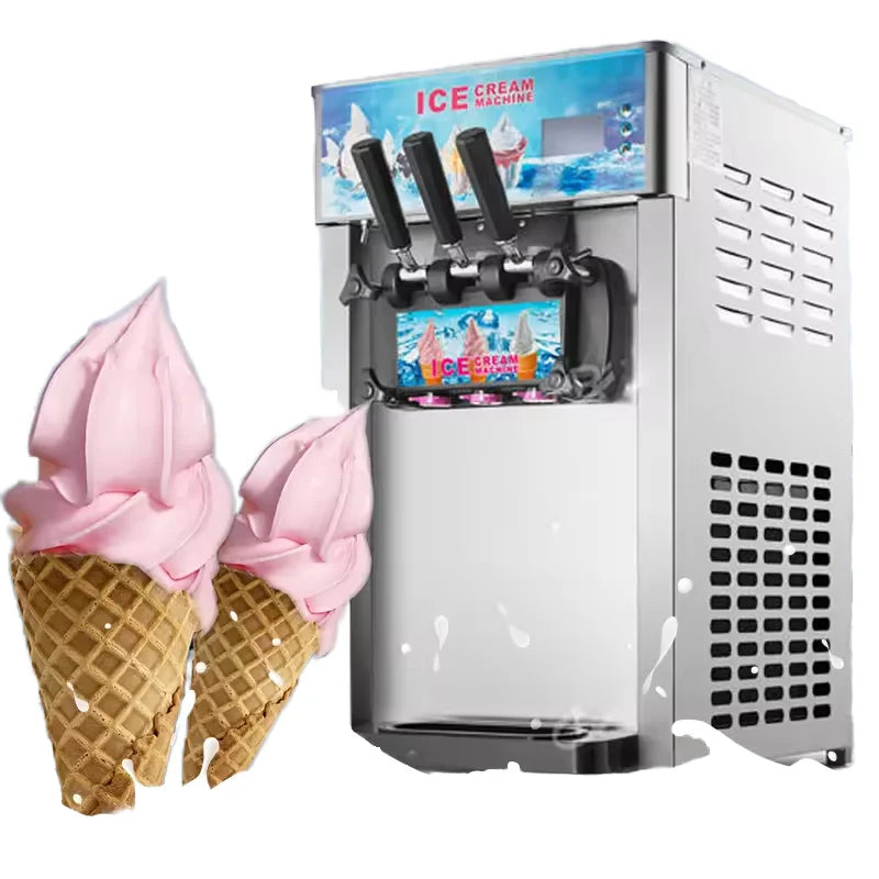 Factory Wholesale New Automatic Commercial Soft Ice Cream Machine 220V Electric 3 Flavors Ice Cream Maker