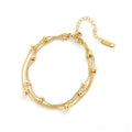 Wholesale Stainless Steel Women Luxury Simple Bracelets Personalized Gold Plated Three Layered Bracelets