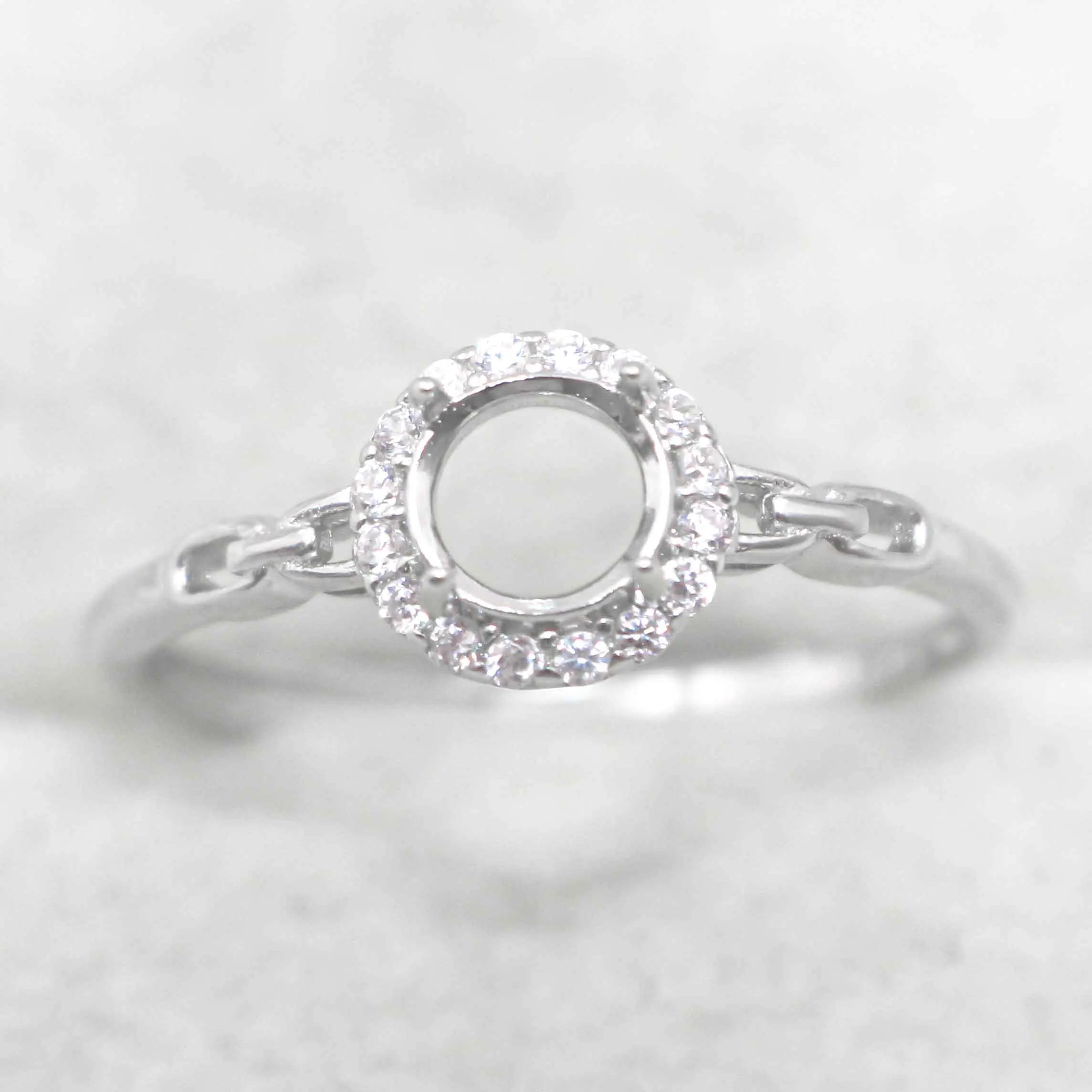 Sterling Silver 5*5mm Semi Mount Ring Empty Frame Blank Support Claw Setting S925 Base Holder Without Center Stone for DIY Inlay
