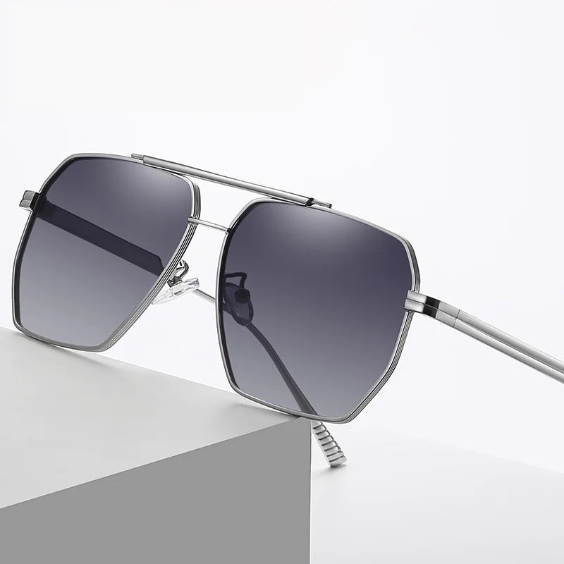 DOISYER 2022 Men's Luxury High Quality Pilot Sunglasses Hexagon Shape Polarized TAC Lenses for Night Vision Drive Metal Frame