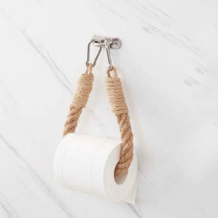 Hot Sale Bathroom Vintage Wall-Mounted Hanging Towel Ring Rack Hemp Jute Nautical Rope Toilet Paper Roll Holder