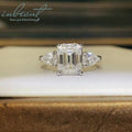 925 Silver Original 1-3 Carat Brilliant Emerald Cut Pass Diamond Test Sparkling D Color Moissanite Wedding Ring Fine Jewelry