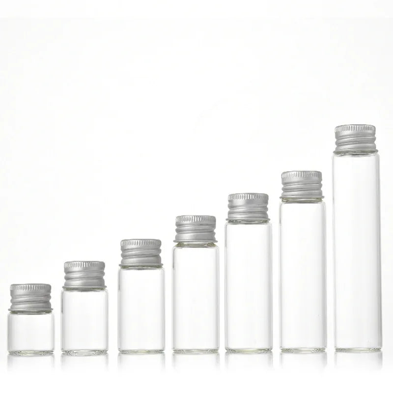 Packaging Tube Clear Amber Mini Glass Bottle Wholesale Empty Glass with Aluminum Screw Cap Vial 5ml 10ml 15ml 20ml 25ml 30ml ZY