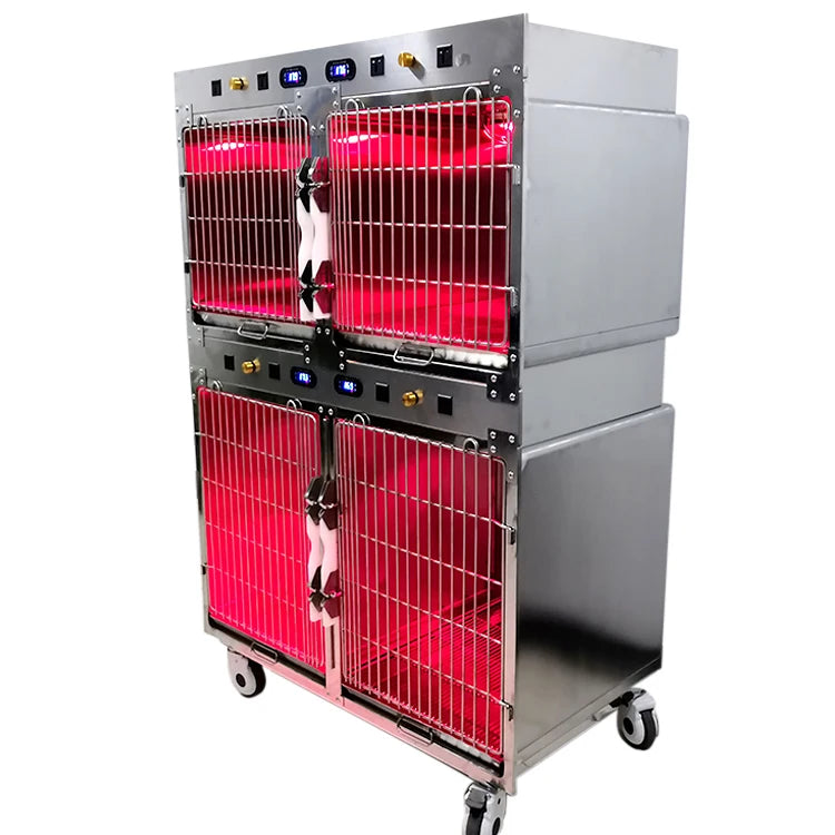USMILEPET Factory Direct Stainless Steel Solid Breathable Veterinary Cage Four Compartment Pet Hospital Vet Supplies Infrared