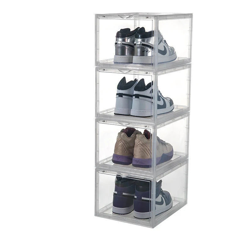 New Shoe Box Plastic Acrylic Box Storage Container Black Shoe Storage Box Magnetic