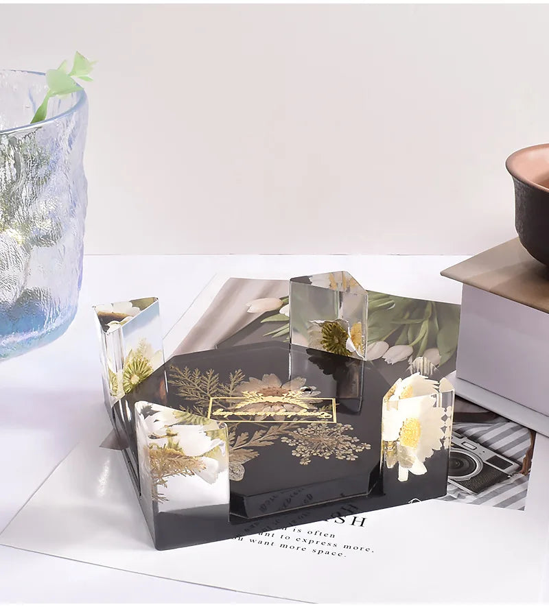 Custom Large Size Epoxy Resin coaster Safety Silicone Mold with coaster Storage Box Silicone Mold