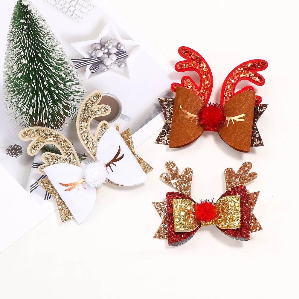 Christmas Gifts Baby Hair Accessories Hair Clip Barrettes Leather Hair Clip Set Sweet Non Slip Metal Hairpin Set Hairgrips