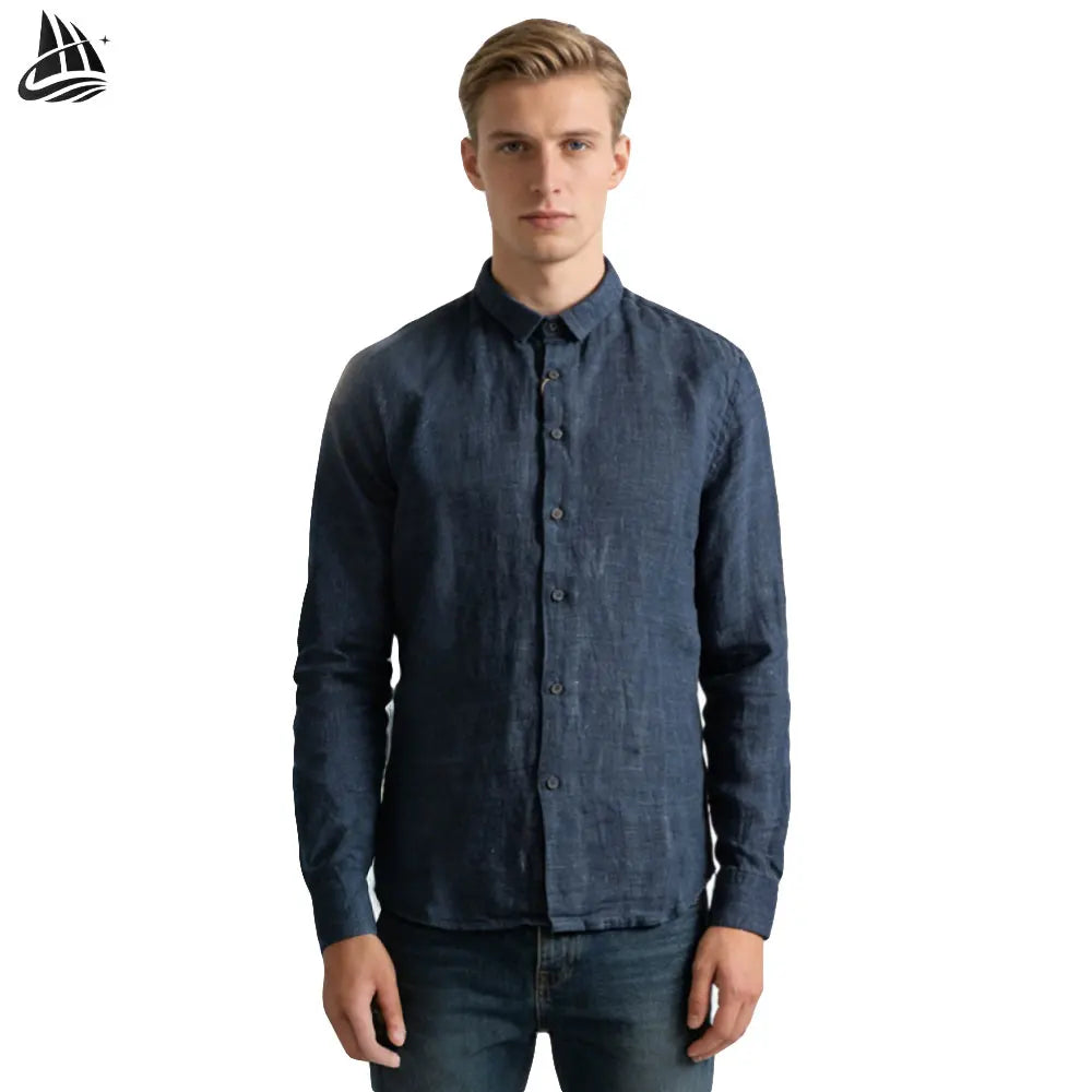 Customized Long Sleeve New Men's Clothing Fashion Casual Linen Shirt