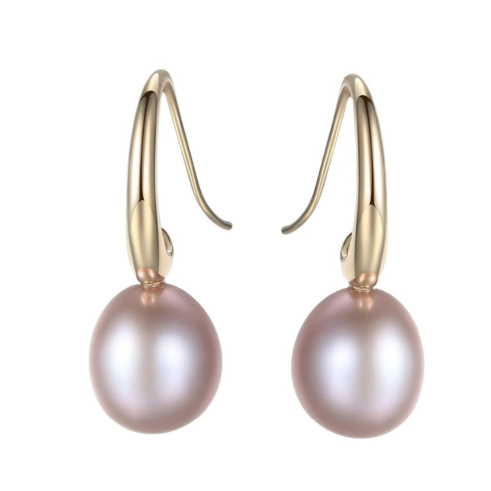 PAG&MAG Ladies Freshwater Pearl Earrings Silver Elegant 10-11mm Natural Pearl Stud Mother of Pearl Earrings