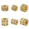 Brass & Gold Plated Double Layer Cubic Zircon Snowflake Beads Bracelets for Jewelry Making Gold and Silver Colors Fashionable
