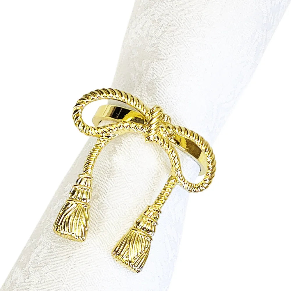 Bow Tassels Metal Napkin Ring