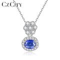 Wholesale Pendant Necklace 925 Sterling Silver Jewelry Oval Shape Stone Cubic Zirconia Necklace for Women Wedding Gift