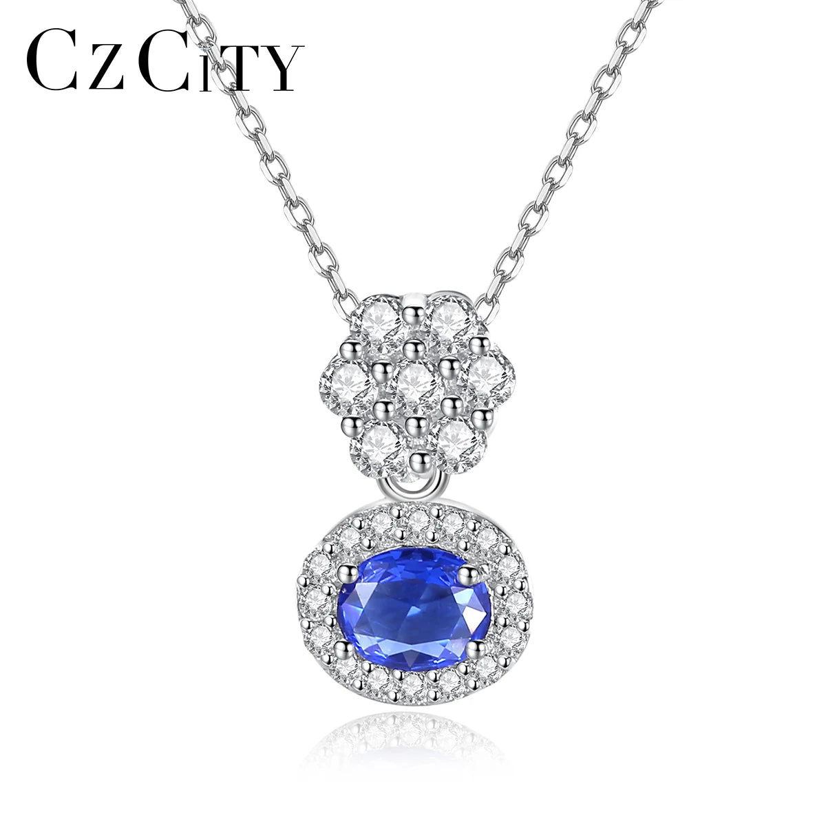 Wholesale Pendant Necklace 925 Sterling Silver Jewelry Oval Shape Stone Cubic Zirconia Necklace for Women Wedding Gift