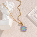 Dreamshow Cute Colorful Flower Enamel Necklace 18K Gold Plated Stainless Steel Pendant Necklace for Women