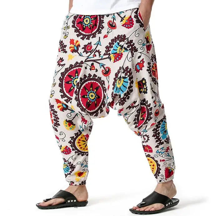 Men's Cotton Harlan Yoga Loose Bohemian Pants Hanging Crotch Pants Fashion Trend Flying Mouse Pant