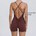 High Quality Quick Dry Naked Sports Jumpsuit with Scrunch Butt Shorts One Beauty Back  Fitness Clothing Tight Yoga Jumpsuit