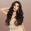 Long Black Wavy Wigs for Women 26Inch Black Long Hair Middle Part Lace Wig Natural Looking Dark Brown Hair Replacement Wig