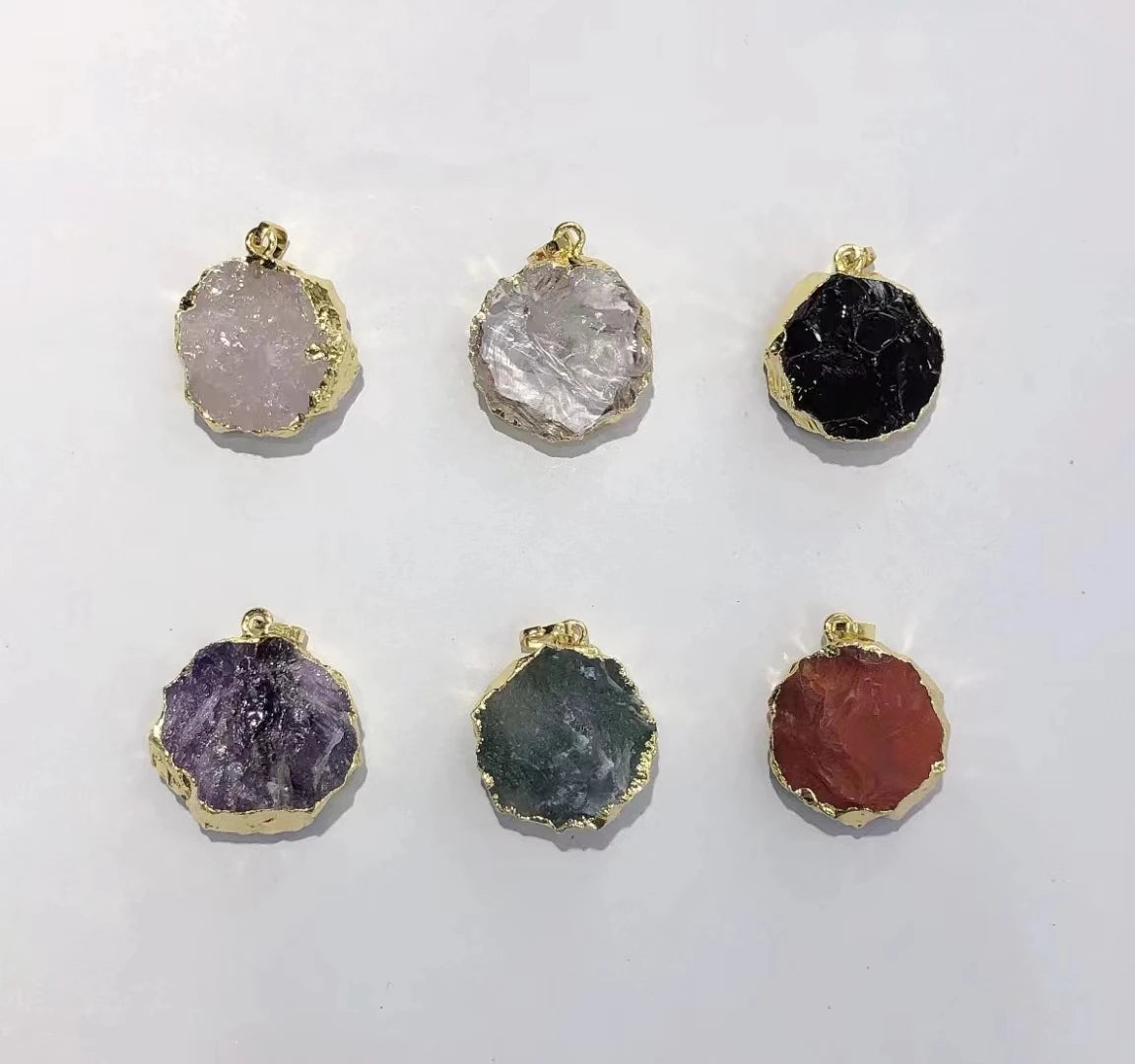 WT-P1835 Newest Fashion Gold Small Randomly Shape Raw Stone Pendants Women Vintage Bohemian Crystal Quartz Necklace Pendant
