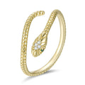Women Jewelry Gift Open Adjustable S925 Silver Fine Jewelry Gold Plated Snake Rings