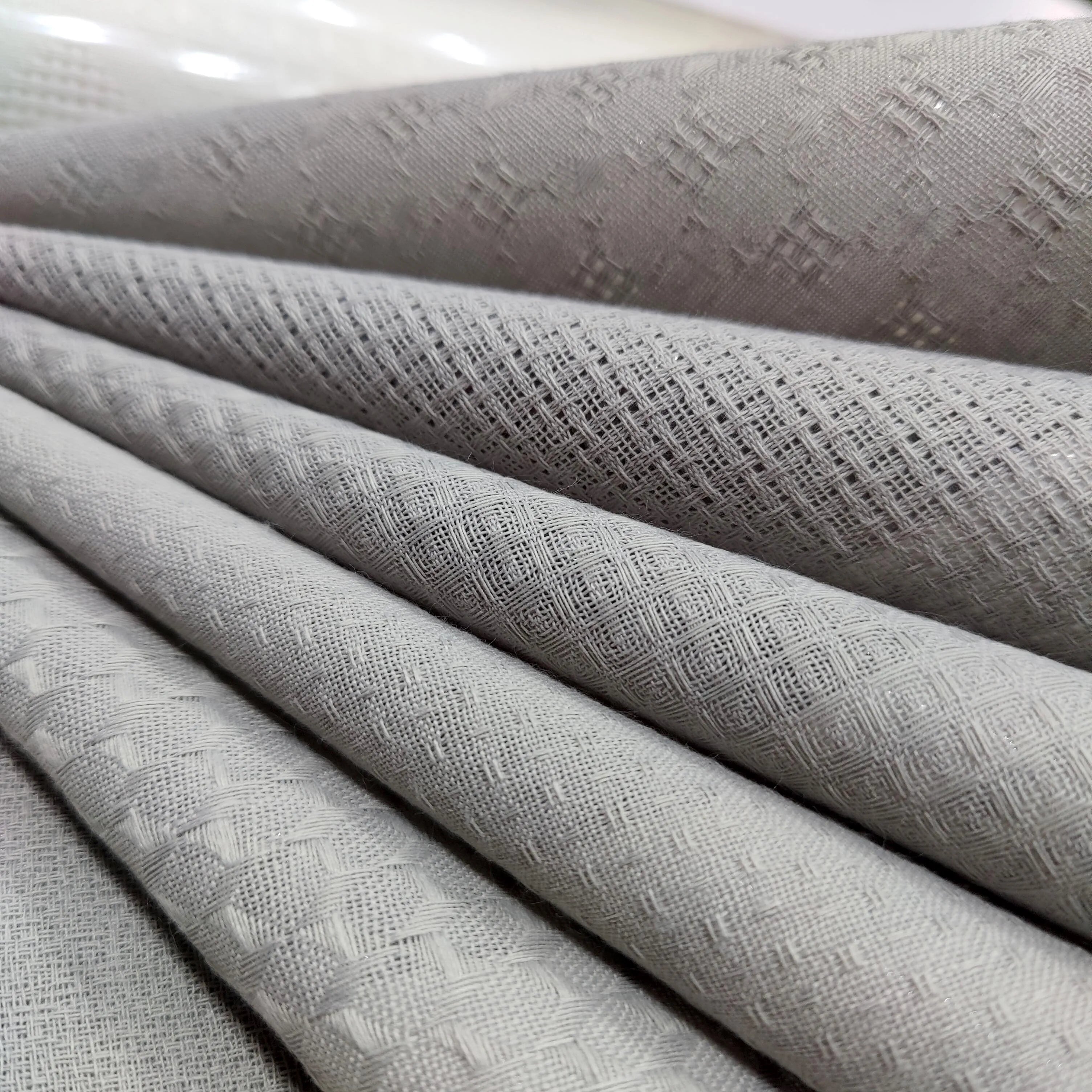 M&Y Home Natural Style Jacquard Linen Blind Curtain Voile Sheer Window Screen Fabric for Home Textile Dyed Pattern