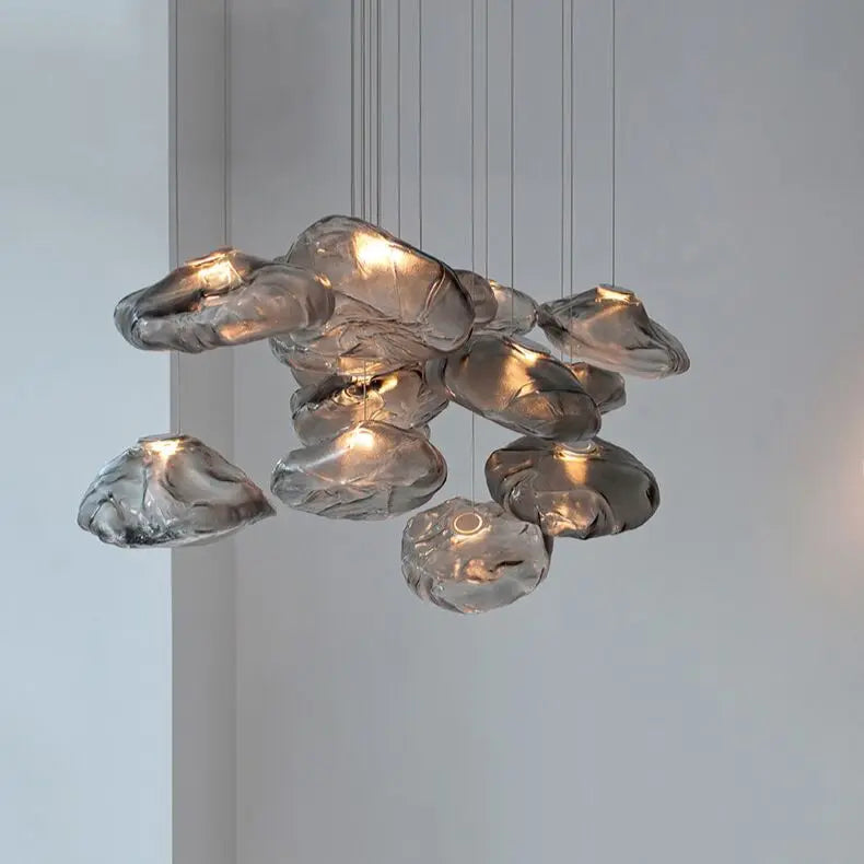 Nordic Modern Island Kitchen Light Smoke Pendant Lamp Big Glass Chandelier for Dining Room MegaBDM