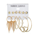 Trendy 6pcs/Set Mix Designs Stud Drop Hoop Earring Set For Women Mixed Shapes Girls Trendy Jewelry Wholesale