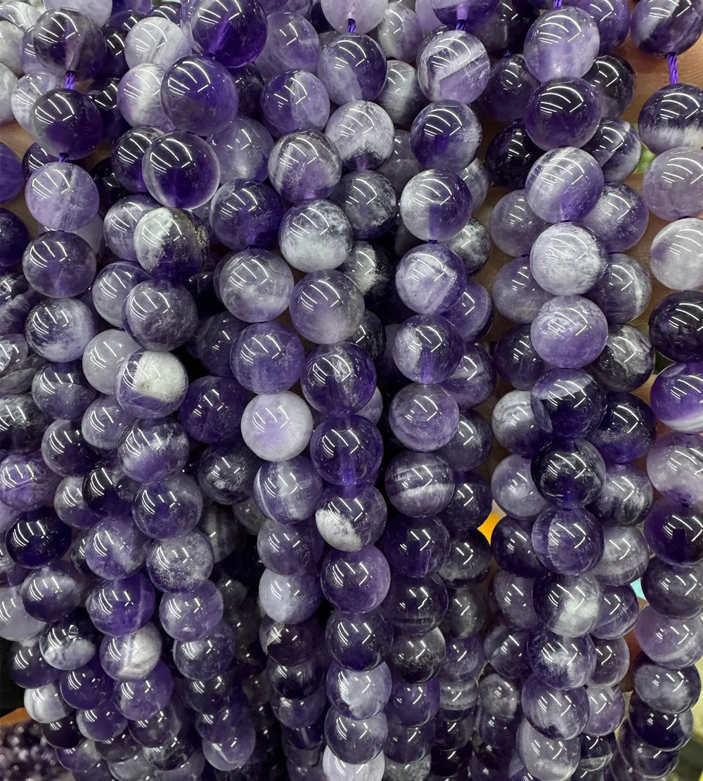 Wholesale Price 8mm Natural Precious Stone Round Bead Tooth Dog Amethyst Healing Beads Loose Bead for Jewelry Making