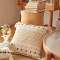 18x18 Throw Pillow Cover Tribal Boho Woven Tufted Pillowcase With Tassels for Sofa Couch Car Living Room