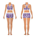 Kids Size Practice Clothes Team Bra Short Set Custom Warm up Purple Print Girls Active Tops