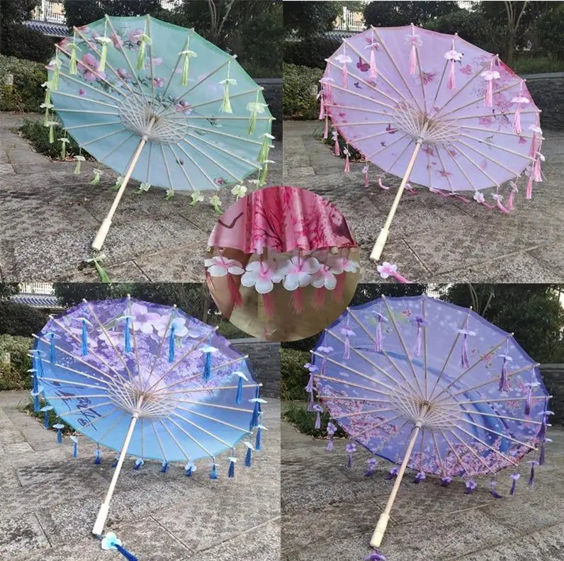 Handmade Chinese Style Silk Oiled Paper Umbrella Decorative Paraguas for Photographic Performance Wedding Dance Traditional