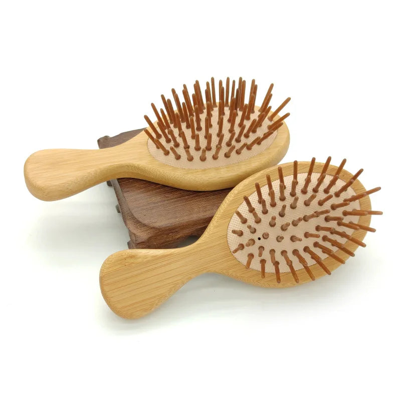 Eco-Friendly Customize Portable Mini Travel Bamboo Wooden Air Cushion Hair Brush Wholesale