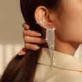 Wholesale Rhinestone Long Tassels Earring Women Simple Fashion Jewelry Diamond Rhinestone Tassels Ear Clip