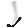 Wholesale Custom Crew Thick Men's Casual White Socks with Black Sole Sublimation Design on Bottom for Autumn Season