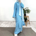 Co Ord 2 Piece Pleated Stripe Set Islamic Clothing Women Modest Abaya Loose Split Side Tunics Oversize Skirts Baju Kurung