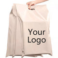 Custom Logo High Quality Express Minimalism Envelope Handle Mailing Bags with Handle Poly Square Polybag Beige Courier Packaging